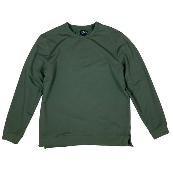 Cuts Green Split Hem Long Sleeve Crewneck Pullover Shirt XXL Modern Fit - Picture 1 of 4